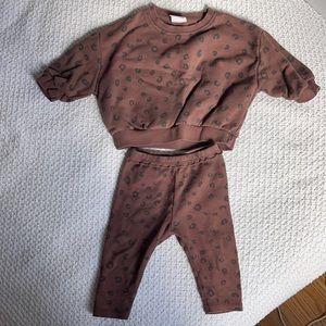 Zara leopard print legging sweatshirt set